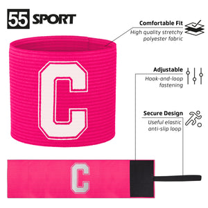 Pink Captain's Armband for Football Teams in Adult and Kids Sizes